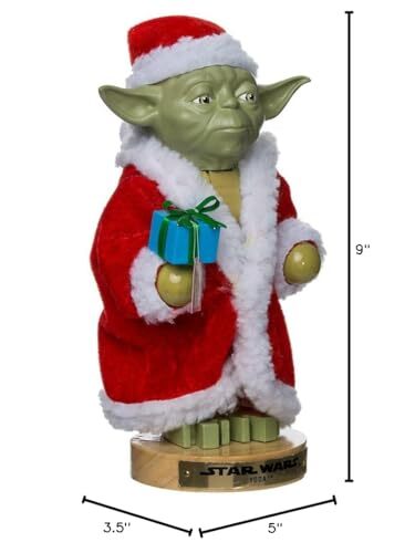 Cascanueces Kurt Adler Yoda con túnica de Santa 9 pulgadas rojo-verde - Imagen 7 de 7