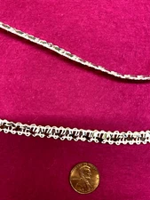 Vintage White Thread Braid/Trim Silver Foil Insert -3 Yards