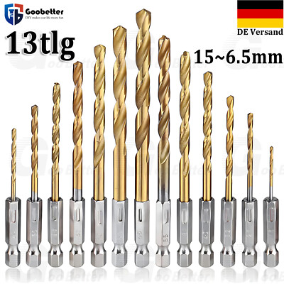 13tlg Metallbohrer Set Titanium Coated HSS  Spiralbohrer Sechskantschaft Bohrer