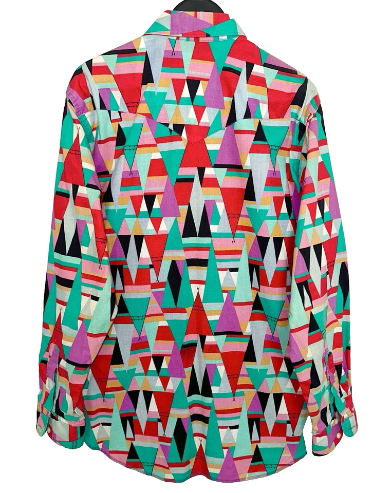 Rare Vintage 1980s WRANGLER Western Shirt Large Colorful Southwestern Western - Image 4 of 4