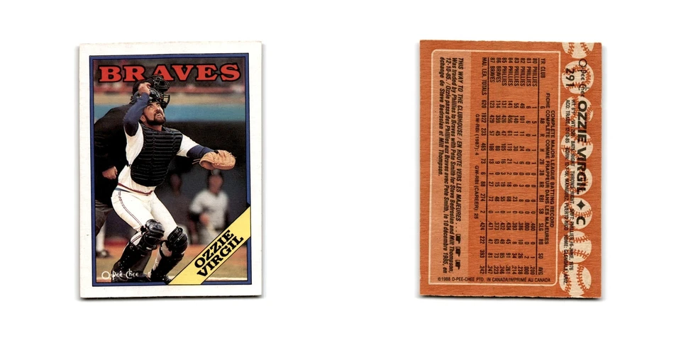 Ozzie Virgil 1988 O-Pee-Chee #291 Atlanta Braves Baseball Card NM - Image 3 of 3