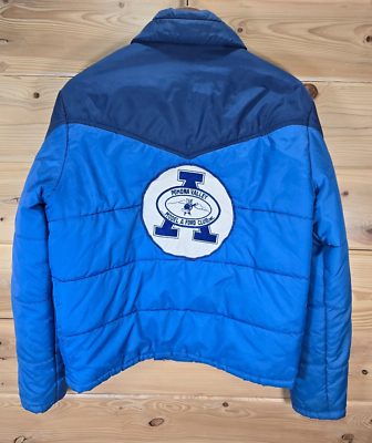 #ad VTG Ocean Pacific OP Ford Model A Club Pomona Puffer Jacket Adult Small Blue $59.99