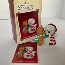 SNOW BEAR BUDDIES 2005 Hallmark Keepsake Ornament Snowman & Bear Cub Z