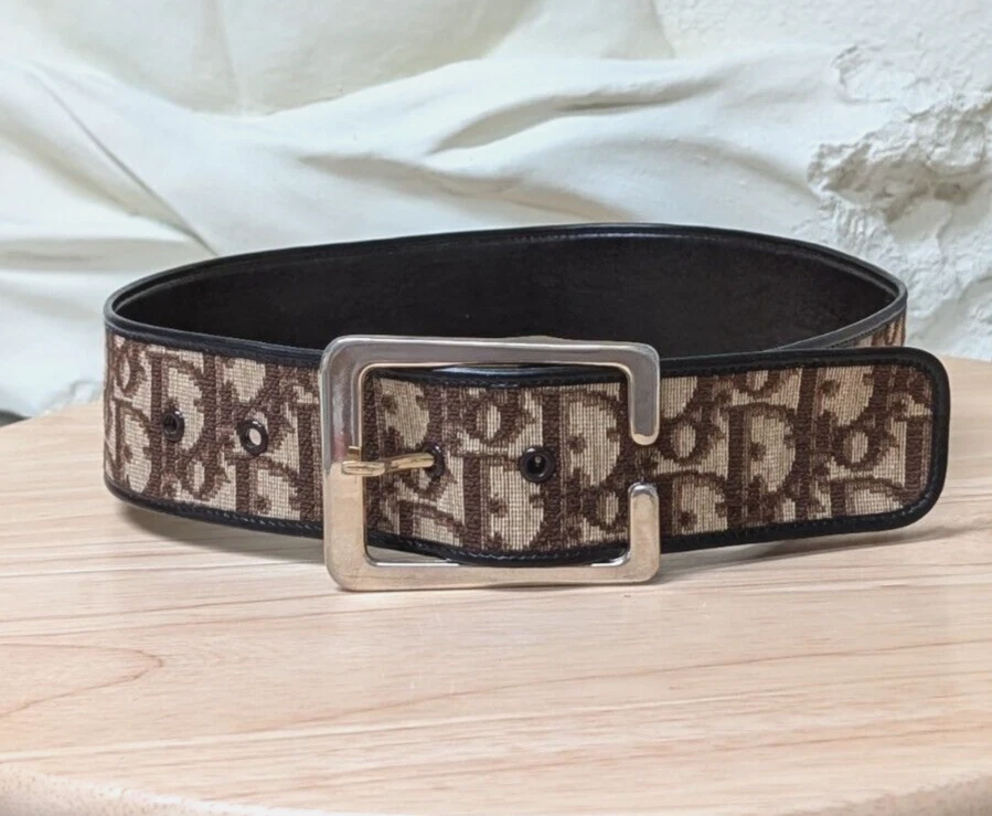 Ceinture vintage Christian Dior vintage trotteur marron boucle laiton 60 70 CM