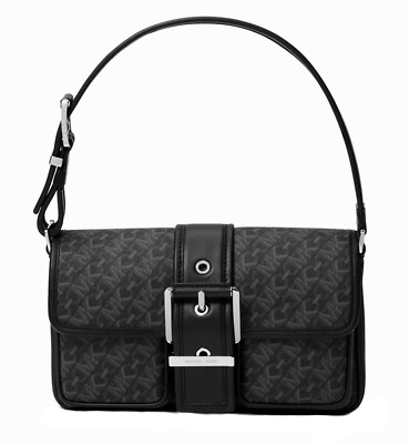 Michael Kors Tasche Umhängetasche Colby MD Shoulder Pouchette Empire Schwarz Neu