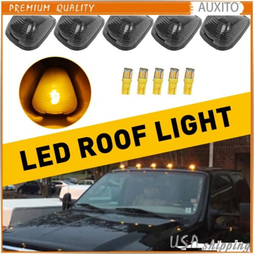 5 Smoke Lens Amber LED Cab Roof Marker Light Kit For Ford F-250 F-350 Super Duty