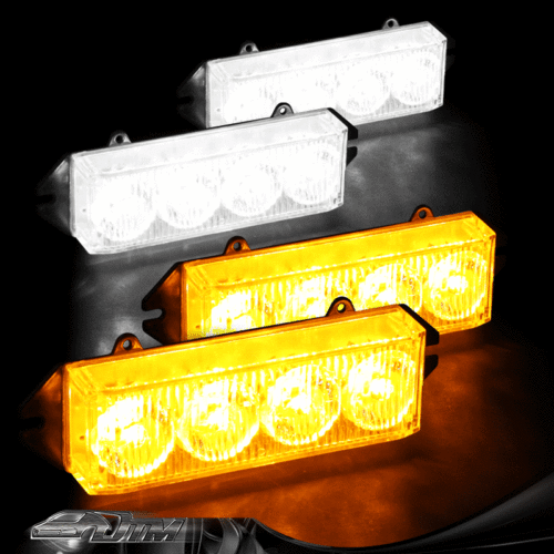 Amber & White 16 LED High Power Exterior Grille Warning Hazard Strobe Light Set - Bild 1 von 3