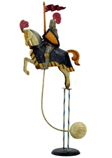Medieval Knight On A Horse Sky Hook Teeter Totter 22" Tin Balance Folk Art Toy