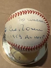 Al Rosen Signed Inscribed 1953 AL MVP Autographed American League Baseball