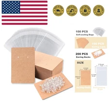 Earring Display Cards with 100 Pcs Earring Holder Cards 200 Pcs Earring Backs...