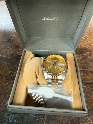 Seiko 5 Sports Vintage 7s26-3110 Two Tone Day Date President Automatic W/ Box