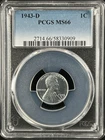 1943-D  1C  Lincoln Wheat One Cent  PCGS MS66  58330909