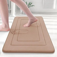 Arotive Memory Foam Bath Mat Rug 24x16, Ultra Soft Absorbent, Camel Color