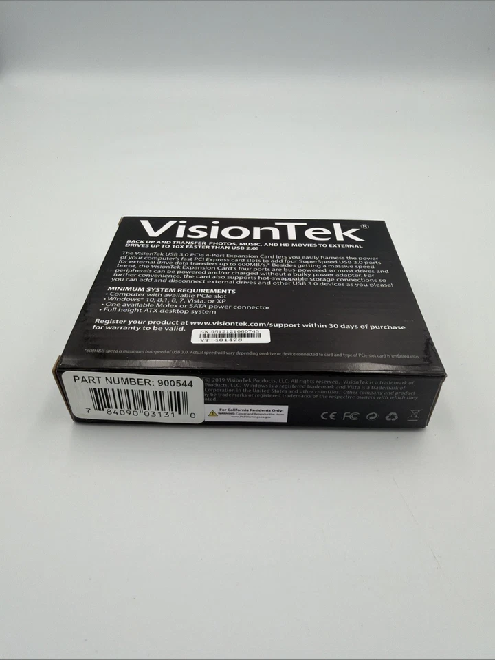NIB VisionTek 4-Ports USB 3.0 PCI-E Expansion Card HUB Adapter 600MB/S Speed - Image 3 of 4