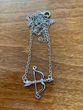 Silver Cupid Bow & Arrow Themed Necklace - NEW