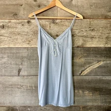 NWOT POL Cami Top M Light Blue Lace Trim Y2K Babydoll Lingerie Feminine Festival