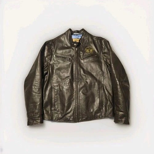 La Martina Argentina WOMEN'S Leather Brown Bomber Jacket Medium Rare Full Zip - product listing photo