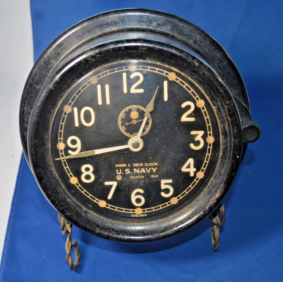 Vintage Original US Navy Deck Clock Antique Maritime Clocks for