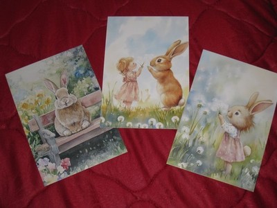 Blanc-Karten 3er Set * Frühling und Ostern * Scrapbooking- oder Junk-Journal