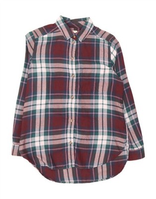 American Eagle Damen Boyfriend Fit Flanellhemd UK 10 Small burgunderrot CM15