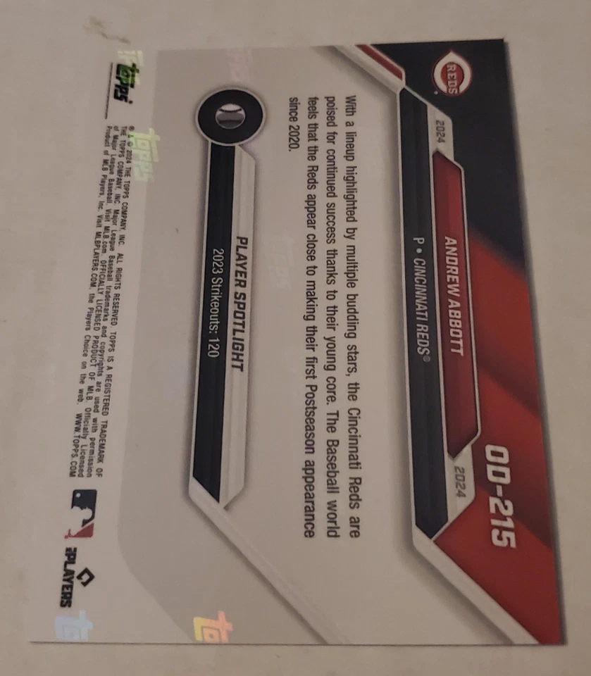 Andrew Abbott #48/49 2024 Topps Now Road To Opening Day RC BLUE #OD-215 🔥REDS! - Image 4 of 4