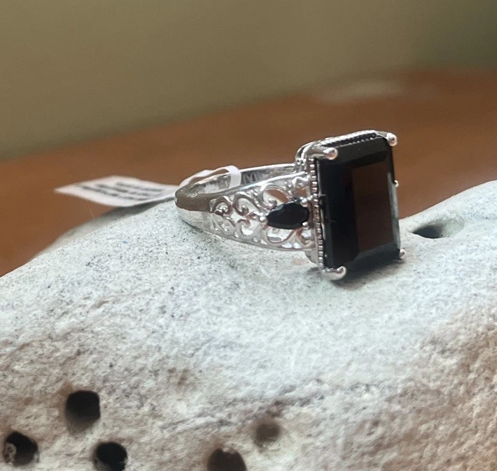 Anillo de turmalina negra australiana talla 9 Foto 4 de 4