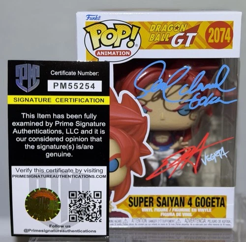 DragonBall GT Anime Super Saiyan 4 Gogeta SSGSS #2074 Dual Signed Funko Pop COA