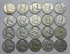 90% Silver Franklin Half Dollars, Roll Of 20, Mixed Dates/Mints, Circulated