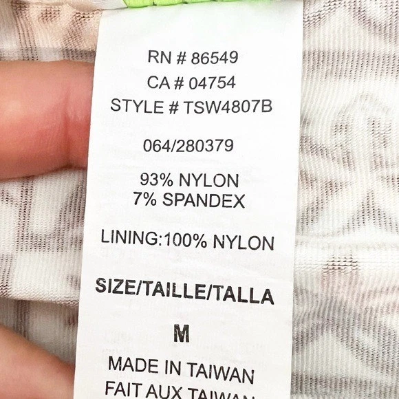 FALDA DE BAÑO BIKINI TOMMY BAHAMA RELAX AZUL AMARILLO MARRÓN PATRÓN DE HOJAS TALLA MEDIANA Foto 4 de 4