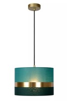 Pendelleuchte Stoff GrüN Gold Wohnzimmer Esstisch Ø30 Cm E27 HäNgelampe Rund