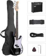 GLARRY Full Size Electric Bass Guitar Beginner Kit 4 String with AMP