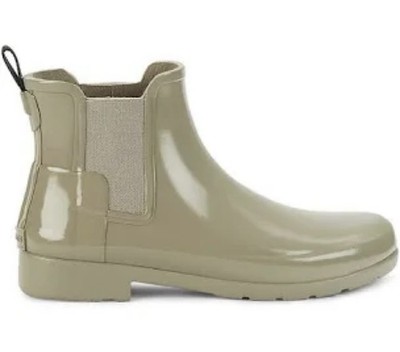 Hunter Refined Grey Chelsea Gloss Rain Boots, size 9