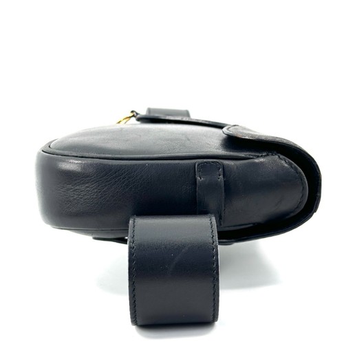 GUCCI Saddle Waist Belt Bag Fanny Pack All Leather Black Gold Auth *RARE* - Picture 6 of 24