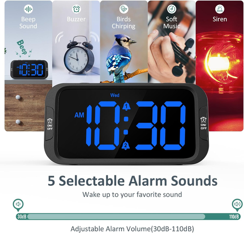 Digital Dual Alarm Clock for Bedroom, Easy to Set, 0-100% Dimmer, USB Charger, 5 - Picture 4 of 12