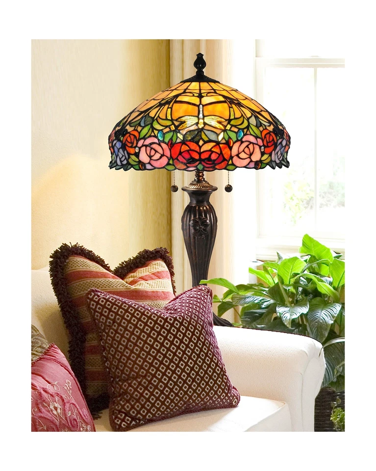 Dale Tiffany TT15097 Zenia Rose Tiffany Table Lamp - Image 3 of 4