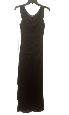Formal  Long Dress with Sequin and Beaded - Navy, Size 6