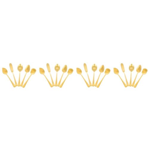  4 juegos de cucharas de café cuchara de acero inoxidable chapadas en oro - Imagen 1 de 12