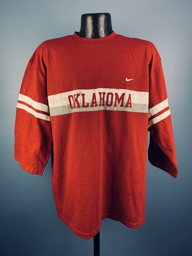 Men’s Nike Oklahoma Sooners Red Cotton 3/4 Sleeve Shirt NWT Large