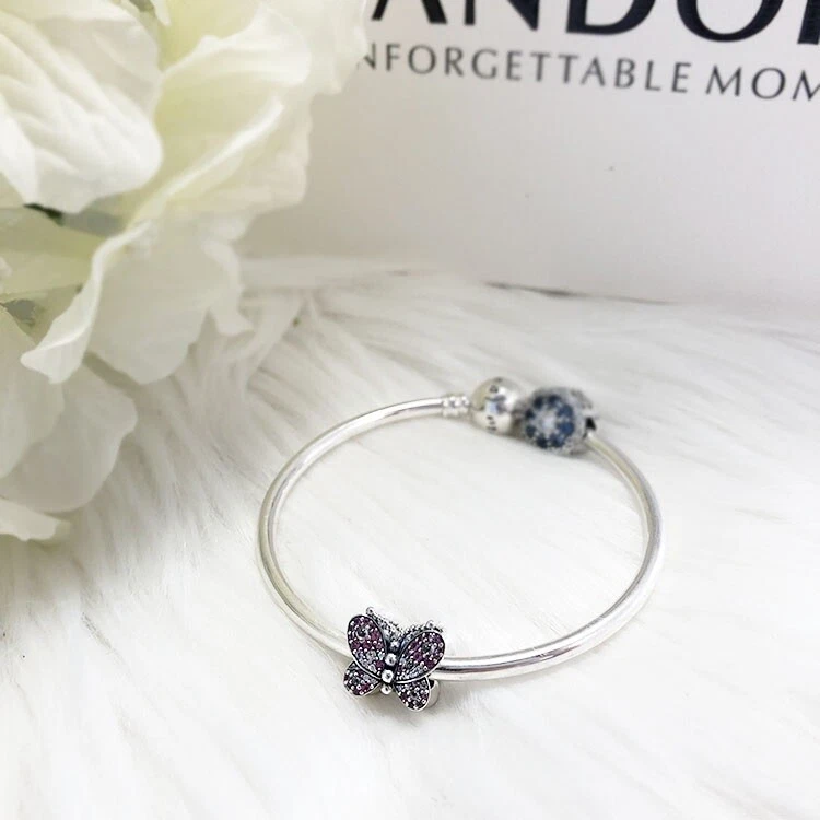  NEW Authentic PANDORA 925 CZ Dazzling Pink Butterfly Charm Pendant 797882NCCMX - Image 2 of 4