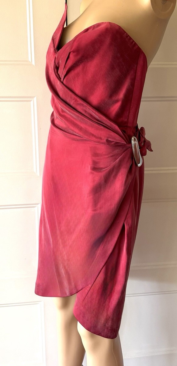 THIERRY MUGLER* Vintage 1990's Red Silk Corset Dress FR 38