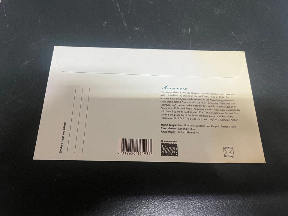 (989) 27-5-2025 - Cubierta Australia FDC - Hazañas de aviación (¡SIN matasellos!) ) Foto 3 de 3