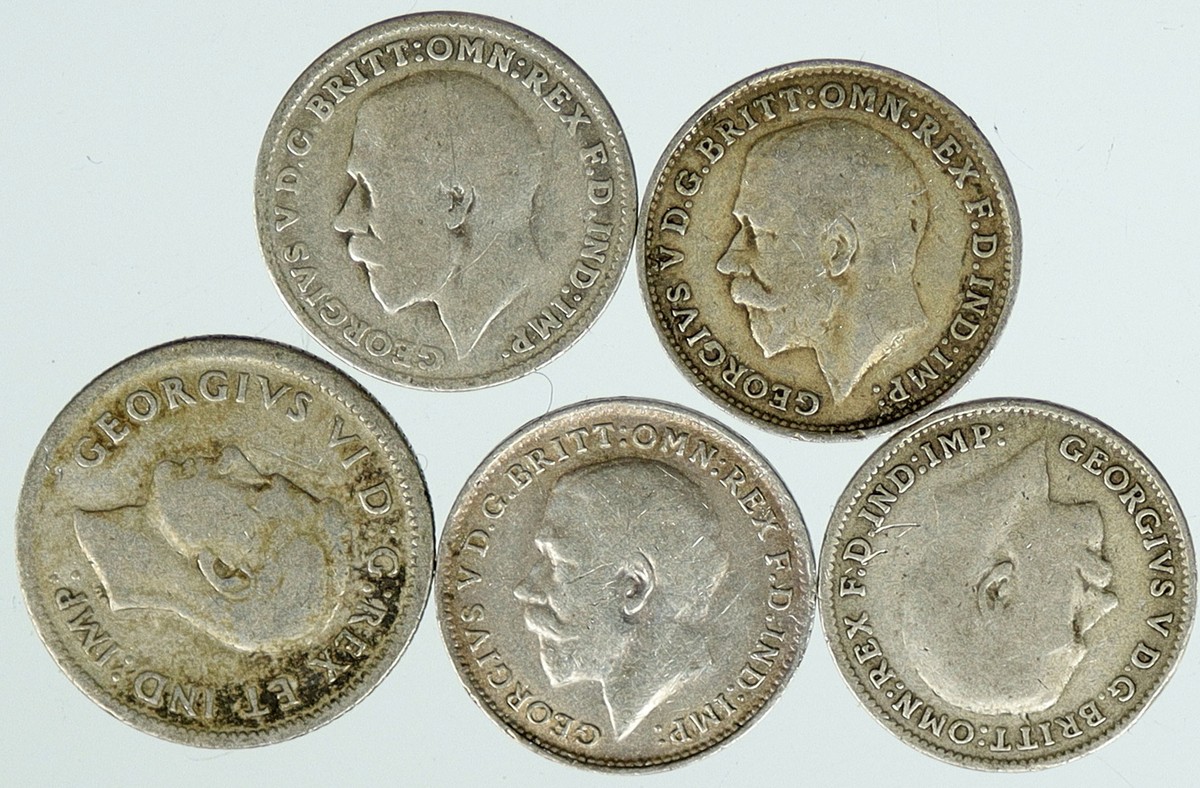 コレクション Great Historic Silver Coins of the world Lot of 5 Silver WORLD COINS Authentic Collection Vintage