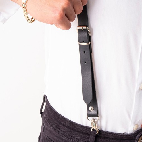 Faux Leather Suspenders Braces Shoulder Strap Belt Adjustable Harness for Men - Bild 20 von 26