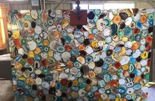 Square Resin Coffee Table Top Multicolor Agate Patio Side Table for Outside Area