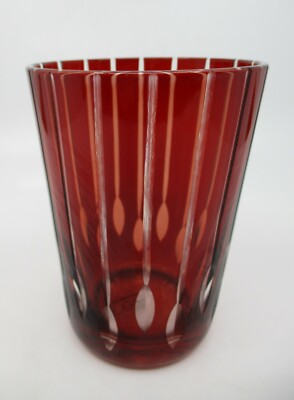 TOZAI HOME RUBY GLASS - HIGHBALL - LINES- 4 7/8'' x 3 1/2''  0113I