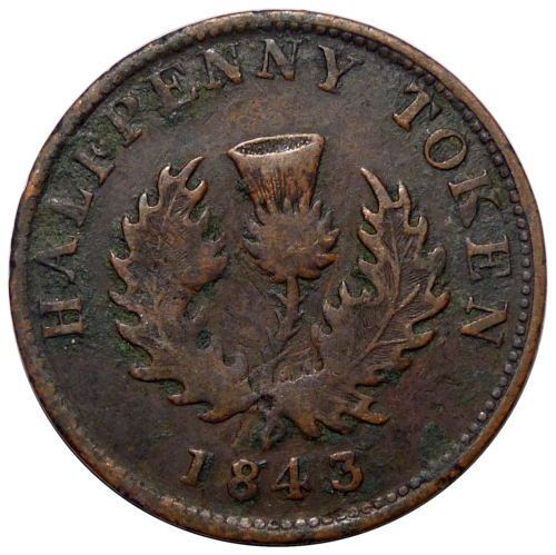Token Canada Nova Scotia Half Penny 1843 - Picture 1 of 2