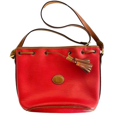 Graciano Red Orange Leather Crossbody Bag Bucket Bag Monogram Letter B
