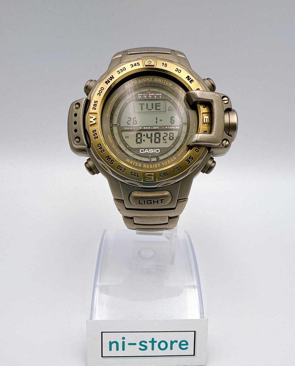 CASIO PRO TREK PRT-4000 Full Titanium Watch Triple Sensor Wrist