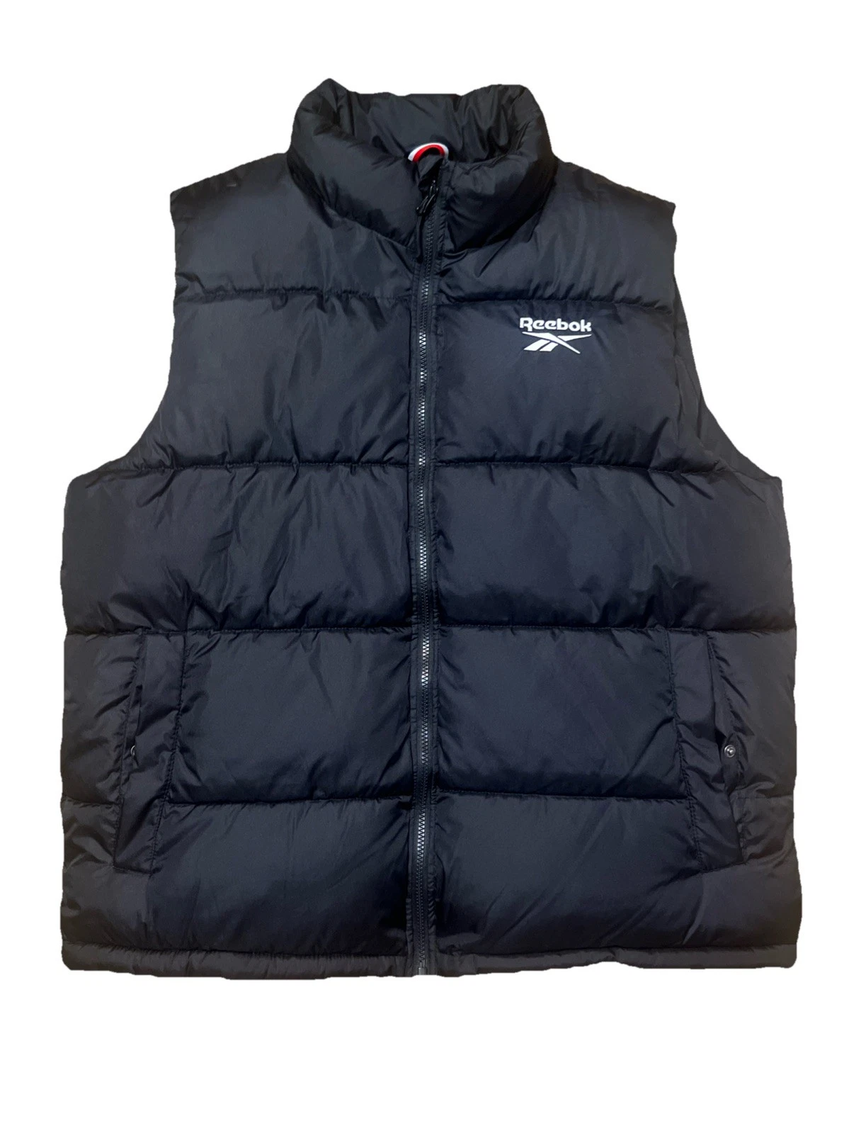 Reebok Mens Puffer Vest XXL Insulated Full Zip Front Quilted Mock Neck Black