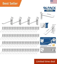 Pack of 96 Heavy Duty 6-Inch Silver Slatwall Hooks for Elegant Storage Solutions